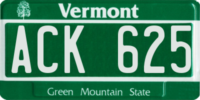VT license plate ACK625