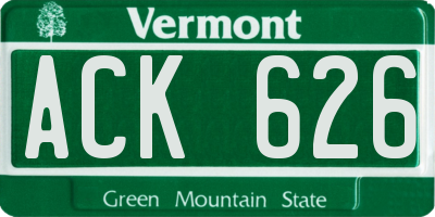 VT license plate ACK626