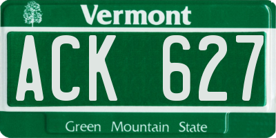 VT license plate ACK627