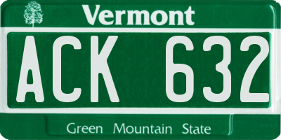 VT license plate ACK632