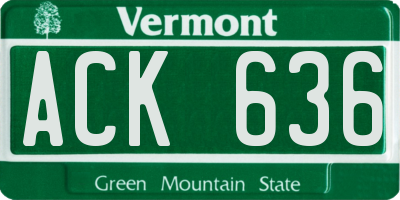 VT license plate ACK636