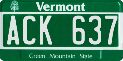 VT license plate ACK637