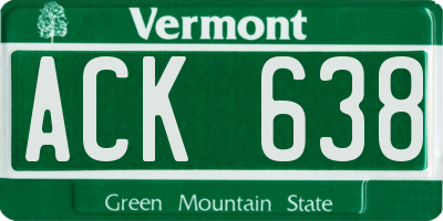 VT license plate ACK638