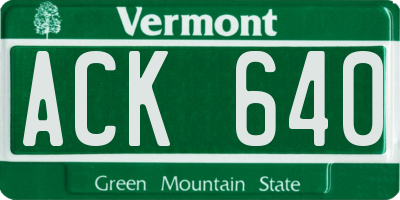 VT license plate ACK640