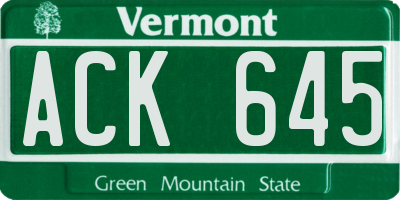 VT license plate ACK645