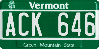 VT license plate ACK646