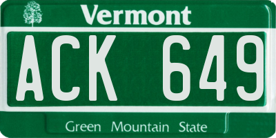 VT license plate ACK649