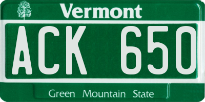 VT license plate ACK650