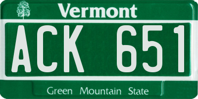 VT license plate ACK651