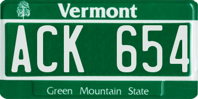 VT license plate ACK654