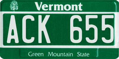 VT license plate ACK655