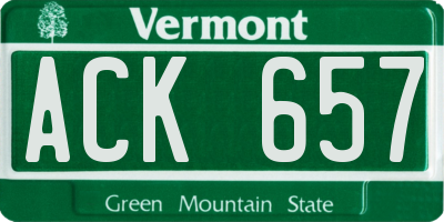 VT license plate ACK657