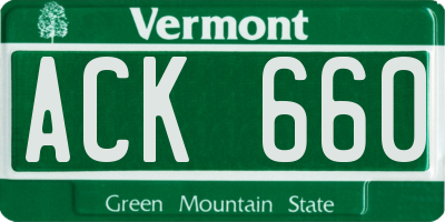 VT license plate ACK660