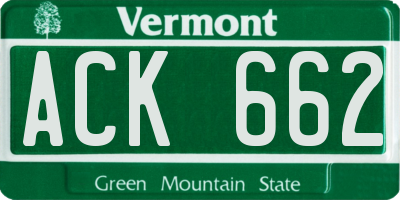 VT license plate ACK662
