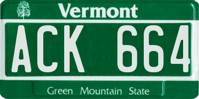 VT license plate ACK664