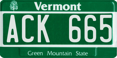 VT license plate ACK665