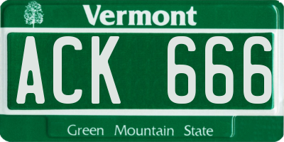 VT license plate ACK666