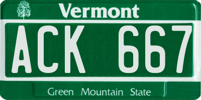 VT license plate ACK667