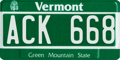 VT license plate ACK668