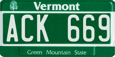 VT license plate ACK669