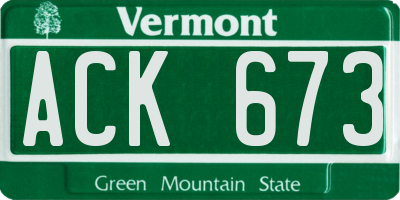 VT license plate ACK673