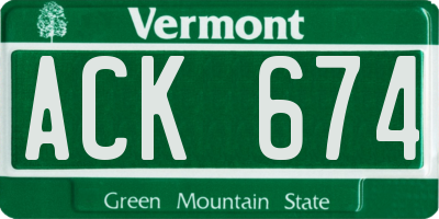 VT license plate ACK674