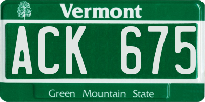 VT license plate ACK675