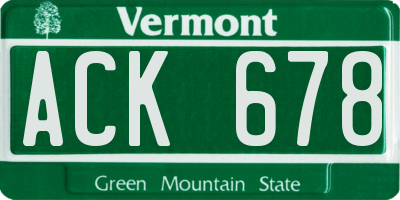 VT license plate ACK678