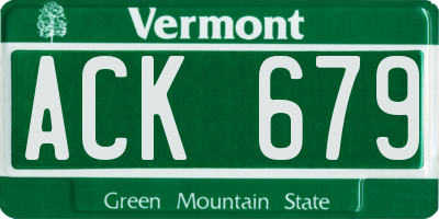 VT license plate ACK679