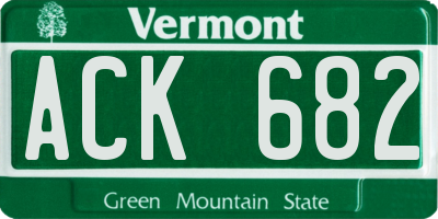 VT license plate ACK682