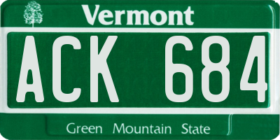 VT license plate ACK684