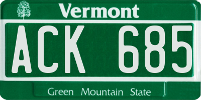 VT license plate ACK685
