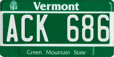 VT license plate ACK686