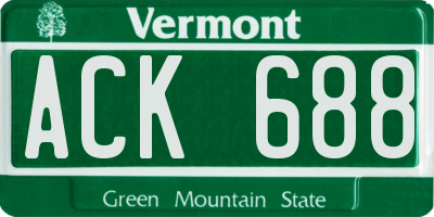 VT license plate ACK688