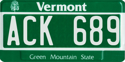VT license plate ACK689