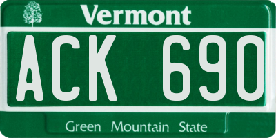 VT license plate ACK690