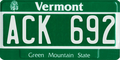 VT license plate ACK692