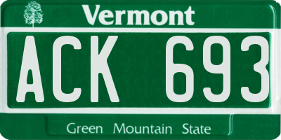 VT license plate ACK693