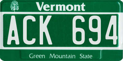 VT license plate ACK694