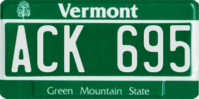VT license plate ACK695