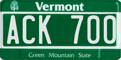 VT license plate ACK700