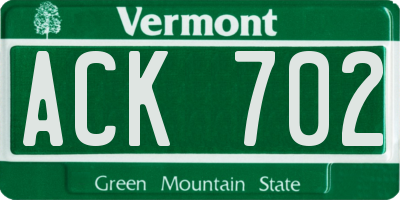 VT license plate ACK702