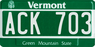 VT license plate ACK703