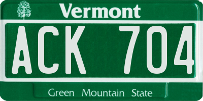 VT license plate ACK704