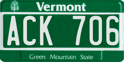VT license plate ACK706