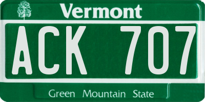 VT license plate ACK707