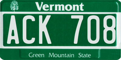 VT license plate ACK708