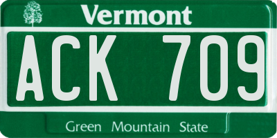 VT license plate ACK709