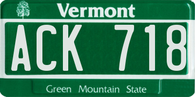 VT license plate ACK718