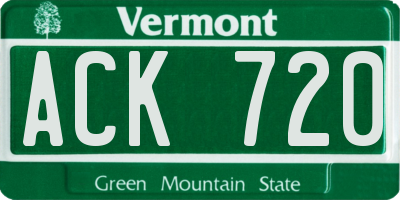 VT license plate ACK720